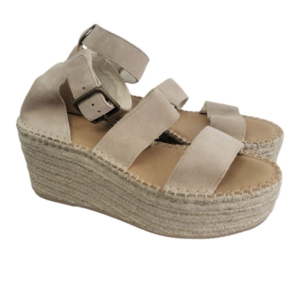 Soludos Palma Nude Beige Suede Leather Espadrille Platform Wedge Sandal Size 8.5 - Picture 5 of 10